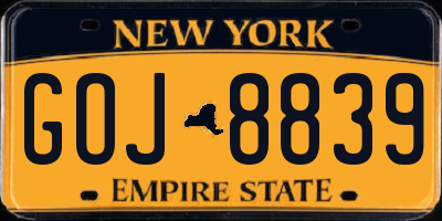 NY license plate GOJ8839