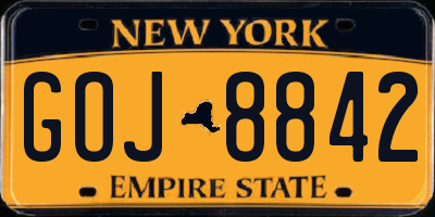 NY license plate GOJ8842