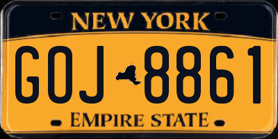 NY license plate GOJ8861