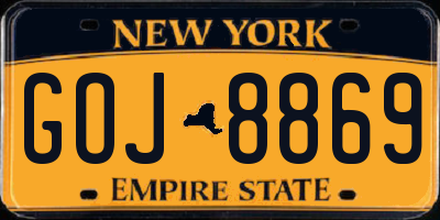 NY license plate GOJ8869