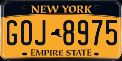 NY license plate GOJ8975