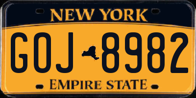 NY license plate GOJ8982