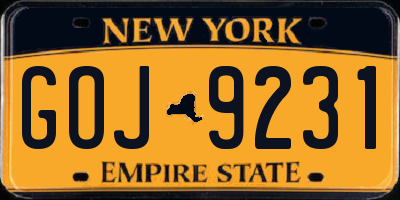 NY license plate GOJ9231