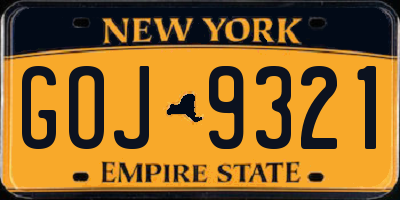 NY license plate GOJ9321