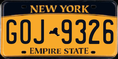 NY license plate GOJ9326