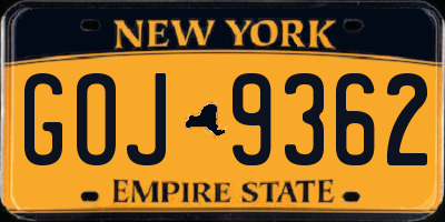 NY license plate GOJ9362