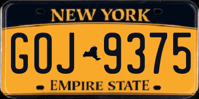 NY license plate GOJ9375