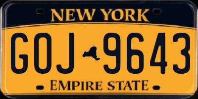 NY license plate GOJ9643