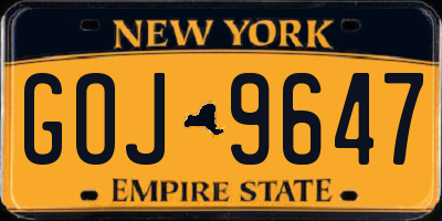 NY license plate GOJ9647