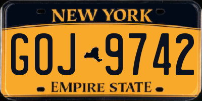 NY license plate GOJ9742