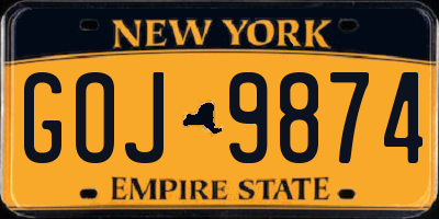 NY license plate GOJ9874