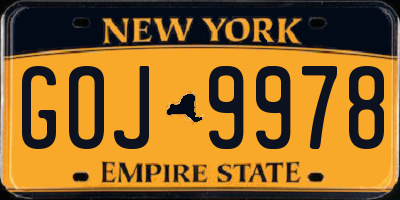 NY license plate GOJ9978