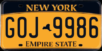 NY license plate GOJ9986
