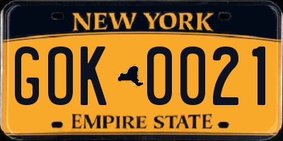 NY license plate GOK0021