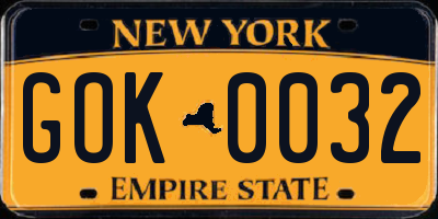 NY license plate GOK0032