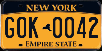 NY license plate GOK0042
