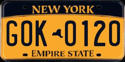 NY license plate GOK0120