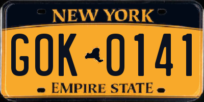 NY license plate GOK0141