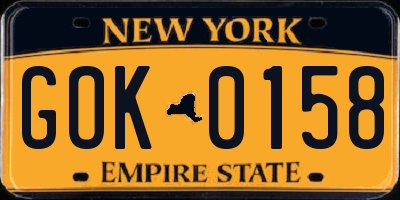 NY license plate GOK0158