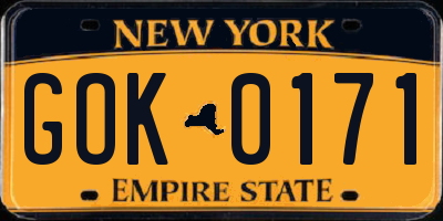 NY license plate GOK0171