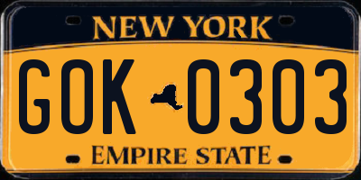 NY license plate GOK0303