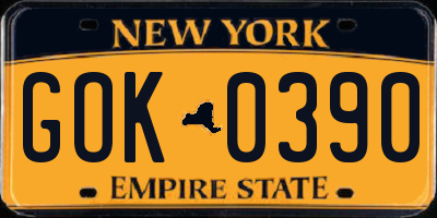 NY license plate GOK0390
