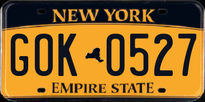 NY license plate GOK0527