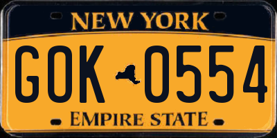 NY license plate GOK0554