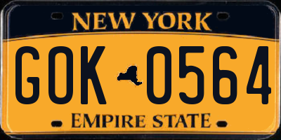 NY license plate GOK0564