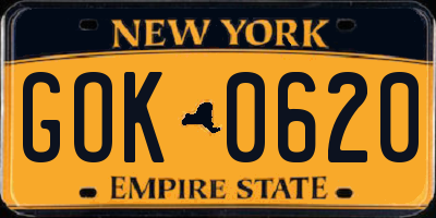 NY license plate GOK0620