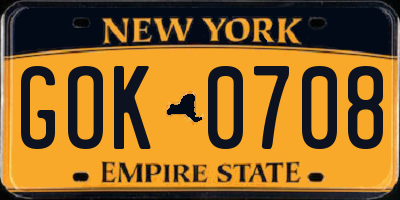 NY license plate GOK0708