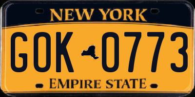 NY license plate GOK0773