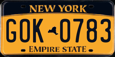 NY license plate GOK0783