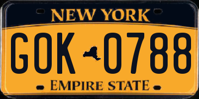 NY license plate GOK0788