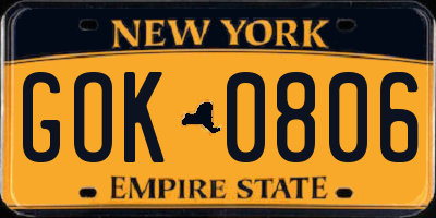 NY license plate GOK0806