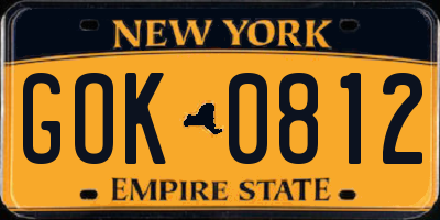 NY license plate GOK0812