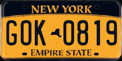 NY license plate GOK0819