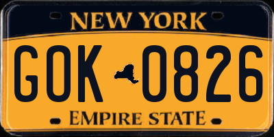 NY license plate GOK0826