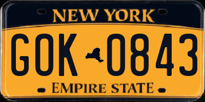 NY license plate GOK0843