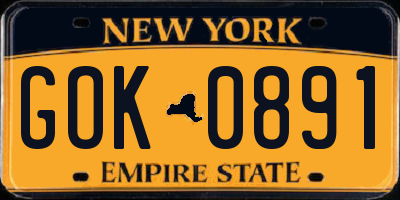 NY license plate GOK0891