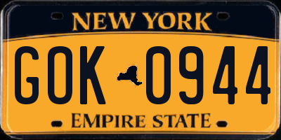 NY license plate GOK0944