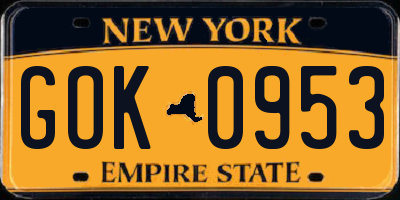 NY license plate GOK0953