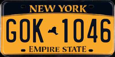 NY license plate GOK1046