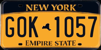 NY license plate GOK1057