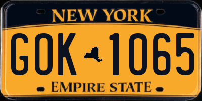 NY license plate GOK1065