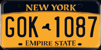 NY license plate GOK1087