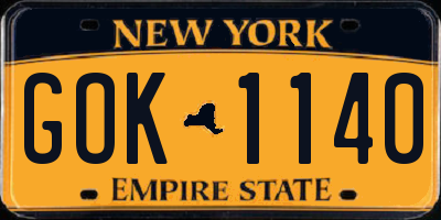 NY license plate GOK1140