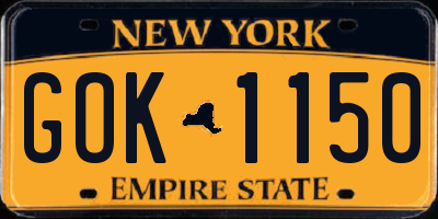NY license plate GOK1150