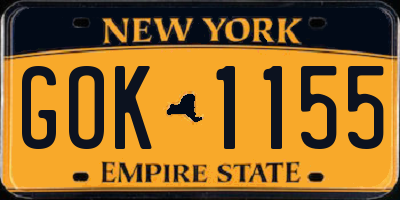 NY license plate GOK1155