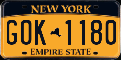 NY license plate GOK1180